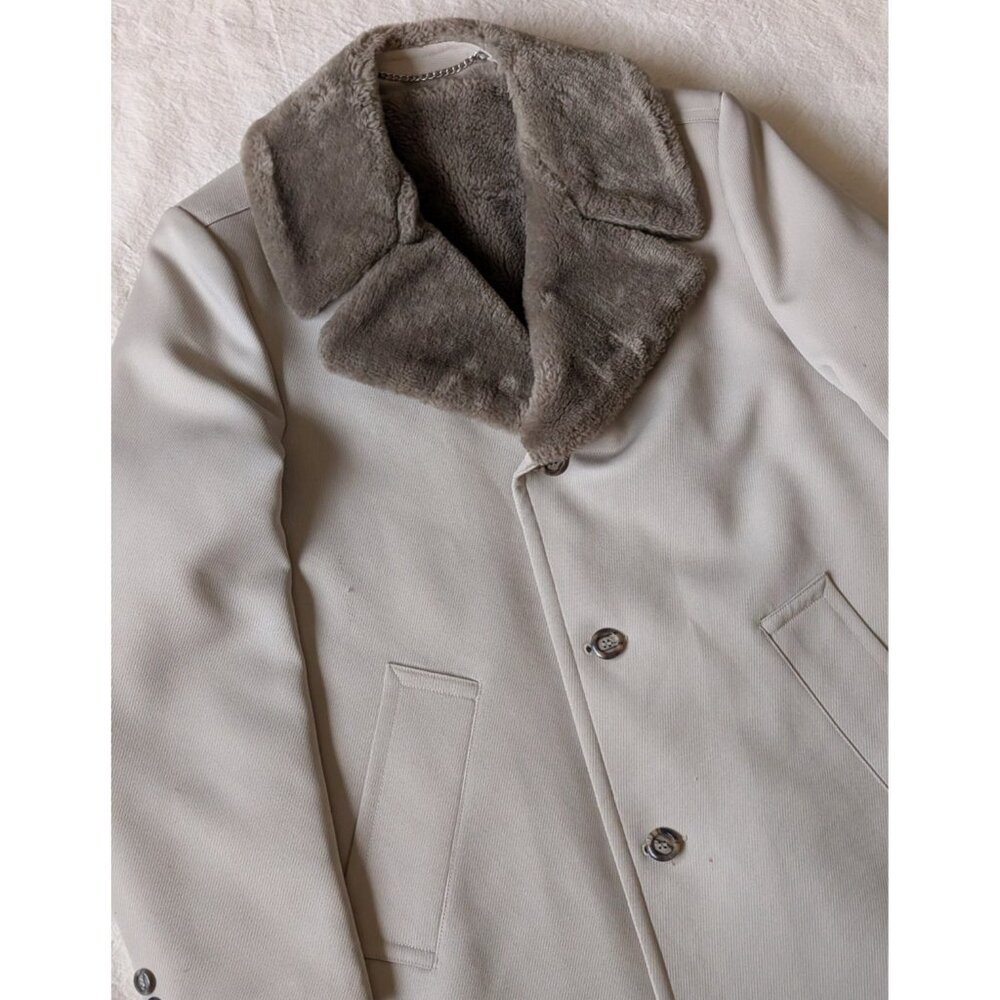 JCPenney Vintage 70s Classic Winter Overcoat Pile Lined Poly Twill 40 Reg. USA